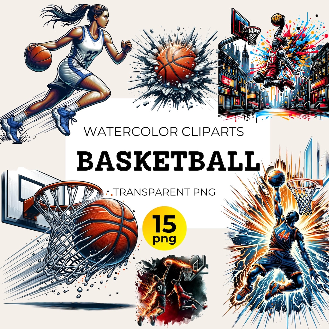 Watercolor Basketball Clipart: Sports Team PNG Bundle (digital Download ...
