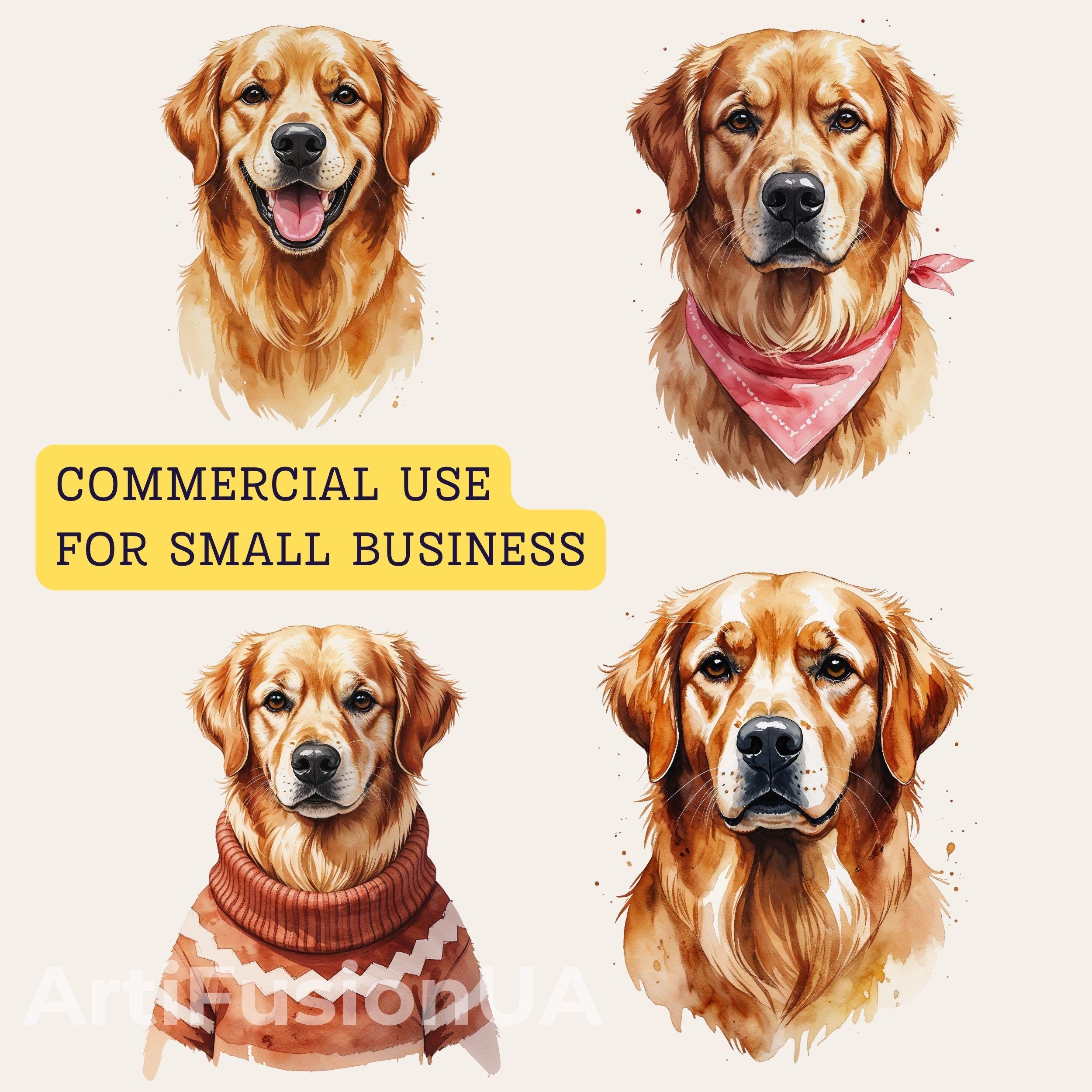 Golden Retriever Clipart Bundle: Watercolor Dog Breed PNG (digital ...