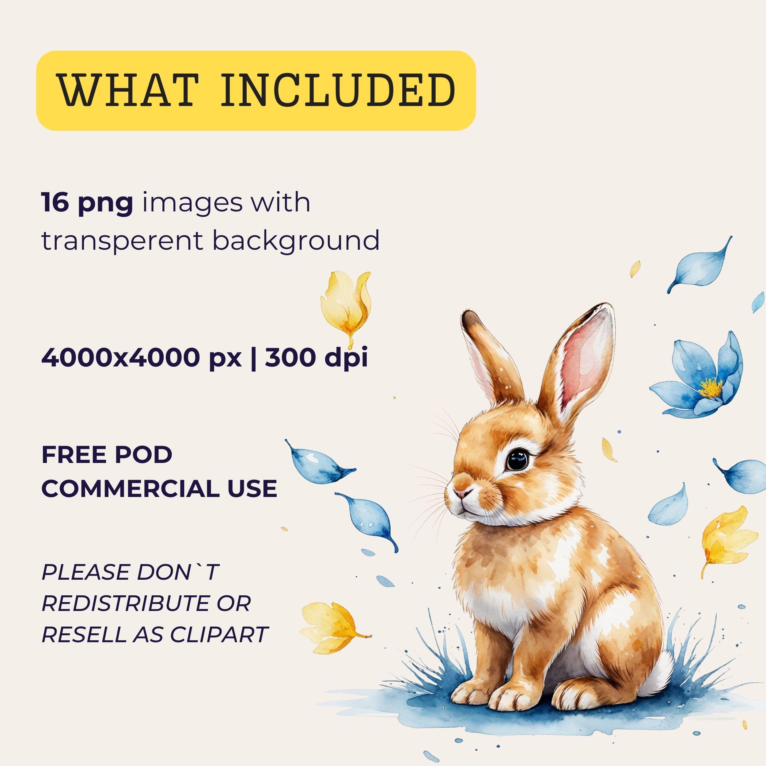 Spring Floral Bunny Rabbit Clipart for Craft & Sublimation, Easter ...