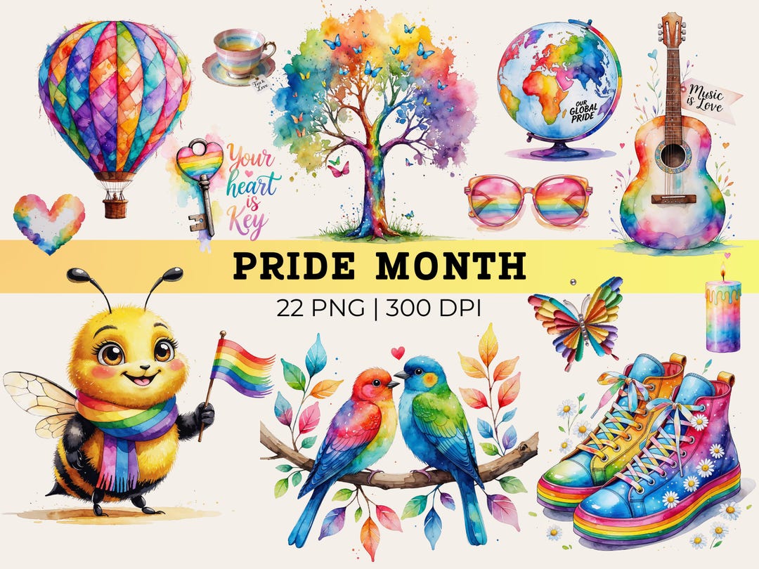 Pride Month Watercolor Clipart, Rainbow Animals, LGBTQ Sublimation ...