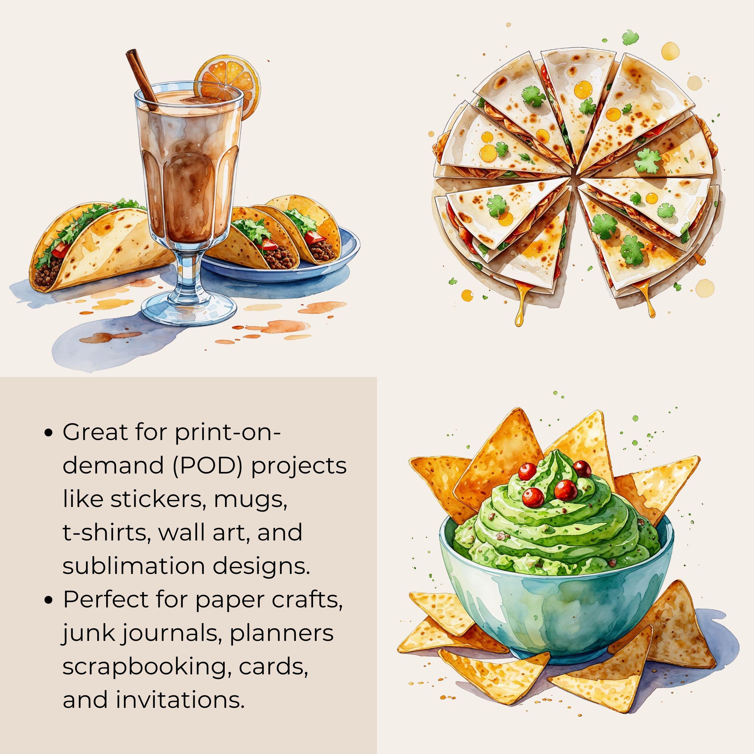 Watercolor Mexican Food Clipart: Fiesta Taco & Burrito Designs (PNG ...