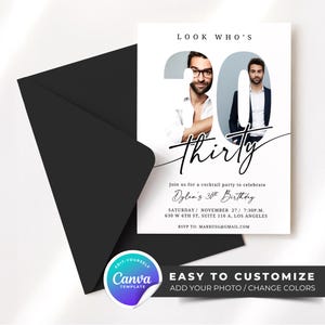 30th Birthday Invitation Template, 30th invite, 30th birthday invitation with photo, printable 30th birthday invite, Digital Invite - B30