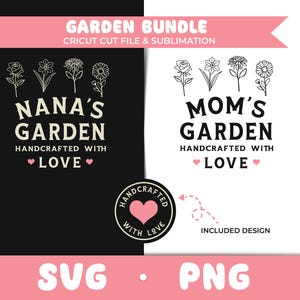 Grandmas Garden | Nana&#39;s Garden | Mom&#39;s Garden | Garden Bundle SVG | Garden Sign svg | Garden Cricut file| Grandmas Garden svg | Flower svg