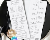 Wedding Timeline Card, Wedding Itinerary Template Canva, Editable Wedding Day Program, Wedding Infographic - Digital Download