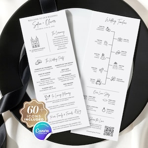 Wedding Timeline Card, Wedding Itinerary Template Canva, Editable Wedding Day Program, Wedding Infographic - Digital Download