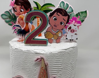 Adorno para tarta de Moana bebé personalizado: Fiesta temática de Moana