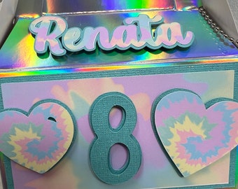 Tie Dye Party Favor Box, Gable box Tie Dye