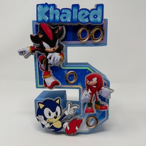 3D Sonic Birthday Number: Custom Party Decor