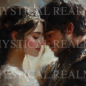 CANVAS PRINTS: Medieval Romance Canvas Wall Art – Knight & Princess – Romantic Medieval Decor Small – Large Varnished Canvas