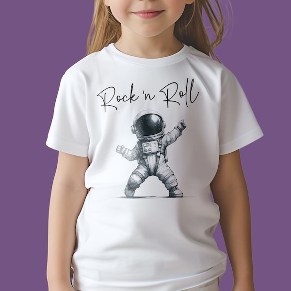 Organic Rock and Roll Astronaut Toddler Tee - Dancing Baby Cotton Kids Shirt - Unique Birthday Gift - Cool Kid Music Clothing - Eco-Friendly