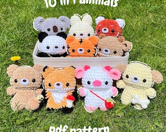 10 in 1 crochet animals pattern PDF, animals pattern, crochet pattern, in English, US terms, crochet animal pattern, amigurumi