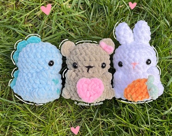 Crochet dinosaur rabbit bear small handmade squishy plushie amigurumi
