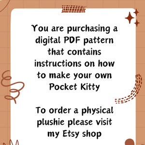 Crochet Pocket Kitty pattern, amigurumi tutorial PDF crochet pattern in English, US terms, mini fluffy cat plushie, crochet cat pattern image 8