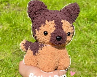 Crochet Pocket Pup pattern, German Shepherd crochet dog pattern, amigurumi tutorial PDF crochet pattern in English, US terms, puppy pattern