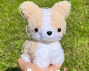 Modello Crochet Pocket Pup, modello per cane all'uncinetto Corgi, tutorial amigurumi PDF modello all'uncinetto in inglese, termini statunitensi, modello per cuccioli