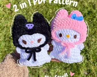 Häkelanleitung für ein nicht zu häkelndes 2-in-1-Hasen mit Kapuze, Amigurumi-Tutorial, PDF-Häkelanleitung in Englisch für US-Begriffe