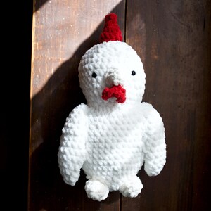 crochet chicken, hen, standing, plushie, amigurumi, toy, handmade, rooster, gift,