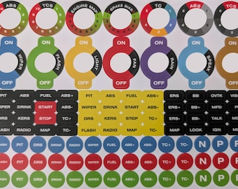 Sim Racing Steering Wheel or Button Box Stickers / 104 Simracing Button Labels