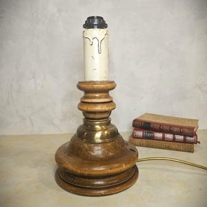 Vintage Mid-Century Turned Wood Lamp Base French Table Lamp Base
