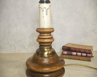 Mid-Century Turned Wood Lamp Base: French Country Style