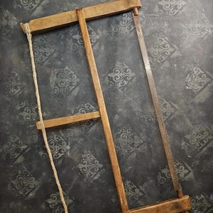 Antique Wooden Bow Saw Rustic Steel Blade
