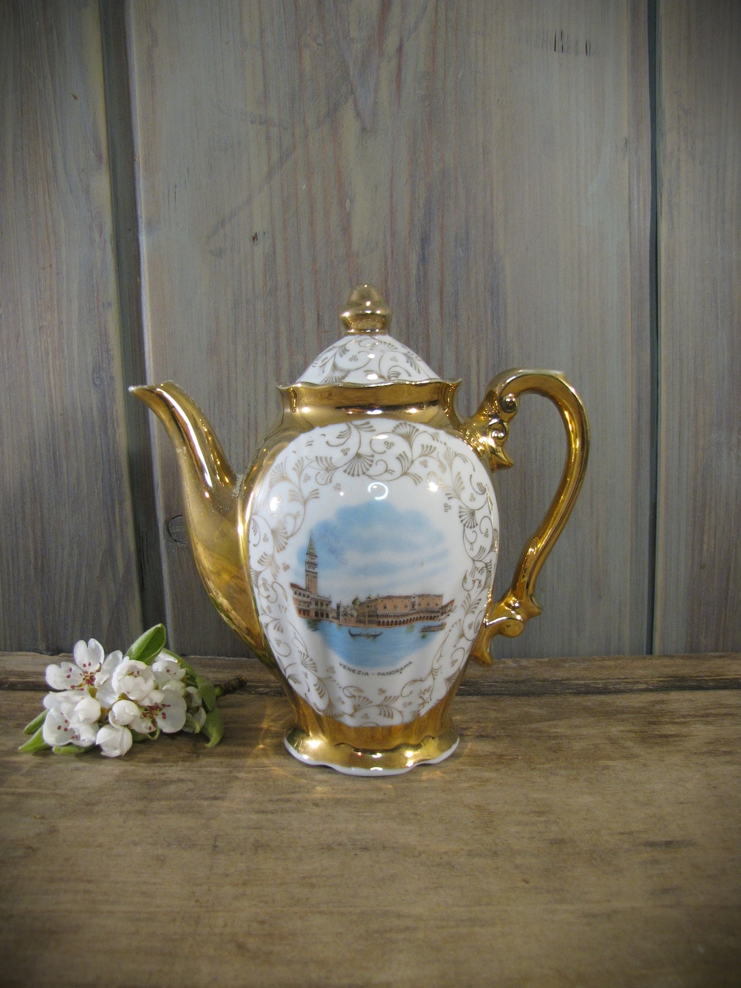 24 K Gold Gilt. Bavaria Porcelain Tea Pot Venezia Vintage Porcelain - Etsy