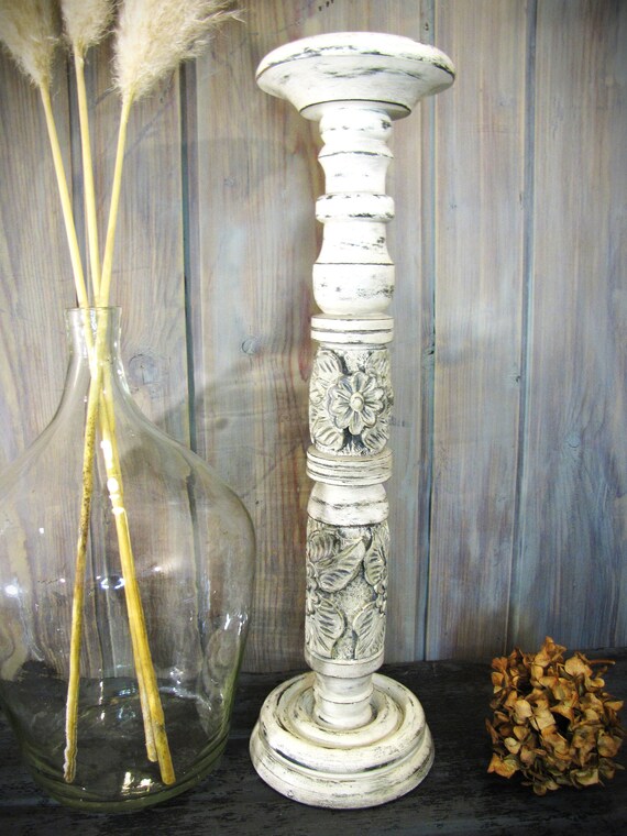 ZW – Duo Bougeoirs Métal Ajouré Vintage Shabby Chic Bougies Incluses - Décoration