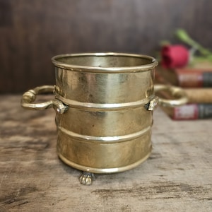 Vintage Small Brass Gold Planter Metal Indoor Jardiniere
