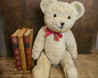 Antique Teddy Bear Mohair Straw Filled Jointed Limbs Glass Eyes 20 inch Antique Decoration