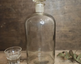 Vintage 1000ml Apothecary Clear Bottle with Stopper, Pharmacy Medicine Bottle