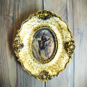 Antique French Ornate Small Gesso Frame Small Oval Frame Early 19th Century Frame