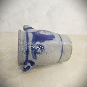 Antique Salt Glazed German Westerwald Stoneware Crock 1 Liter Old Pottery Rustic Kitchen Decoration image 6