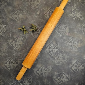Large Antique Rolling Pin European Wooden Baking Utensil Old Rustic Rolling Pin