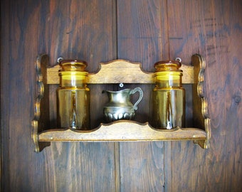 Estante de especias de madera antiguo, estante de especias pequeño para la cocina, almacenamiento de especias en la pared, estante de exhibición de especias de cocina antiguo, cocina de granja