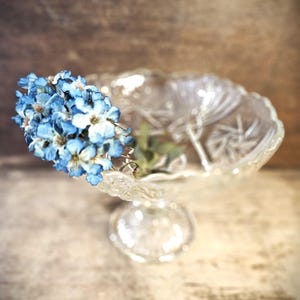 French Vintage Fruit Bowl with Pedestal Depression Glass Footed Dish Cookie Stand image 3