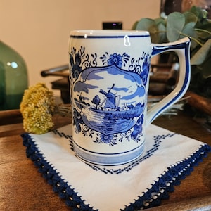 Vintage Delft Blue Mug, Ceramic, Collectible Holland Cup, Beer Collectible Cup