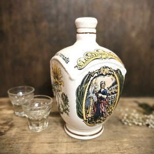 Vintage Ulmer Keramik Apothekerflasche: Blumendekor, W. Germany