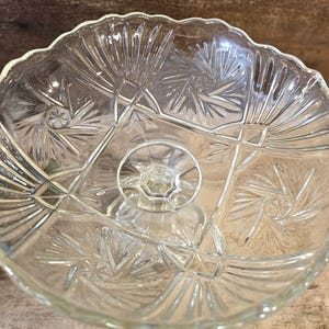 French Vintage Fruit Bowl with Pedestal Depression Glass Footed Dish Cookie Stand image 7