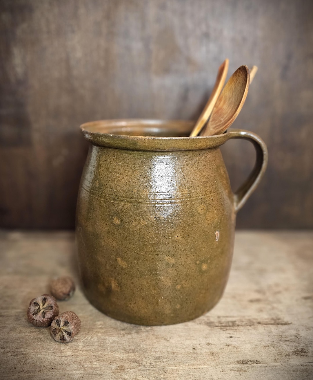 Antique Glazed Redware With Handle, Green Clay Vessel Vase Pot - Etsy