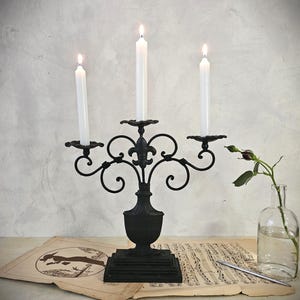 Antique Candelabra Fleur De Lis French Iron Candle Holder