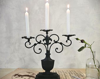 Antique Candelabra Fleur De Lis French Iron Candle Holder