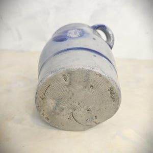 Antique Salt Glazed German Westerwald Stoneware Crock 1 Liter Old Pottery Rustic Kitchen Decoration image 7