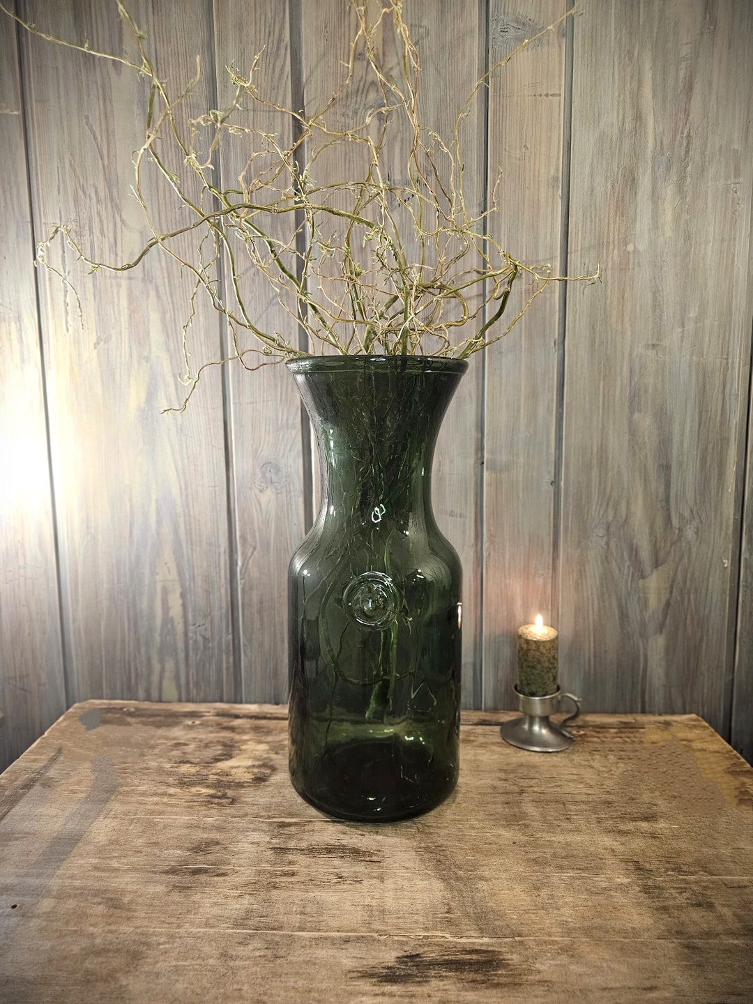 Vintage Erik Höglund Green Glass Floor Vase - 1950s Swedish Art - Etsy