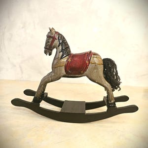 Vintage Wooden Horse Toy Handmade Horse on Wheels Horse Pull Toy Folk European Toy