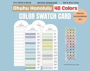 Ohuhu Honolulu 48 Pastellfärg Blossoming Set Provkort | Utskrivbart penndiagram | Förifyllt och tomt