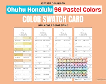 Ohuhu Honolulu 96 Pastellpenna Färgprovkort (Digital Nedladdning)
