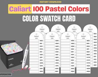Caliart 100 pastellfärger, färgkarta för tuschpennor (A4 US Letter PDF)