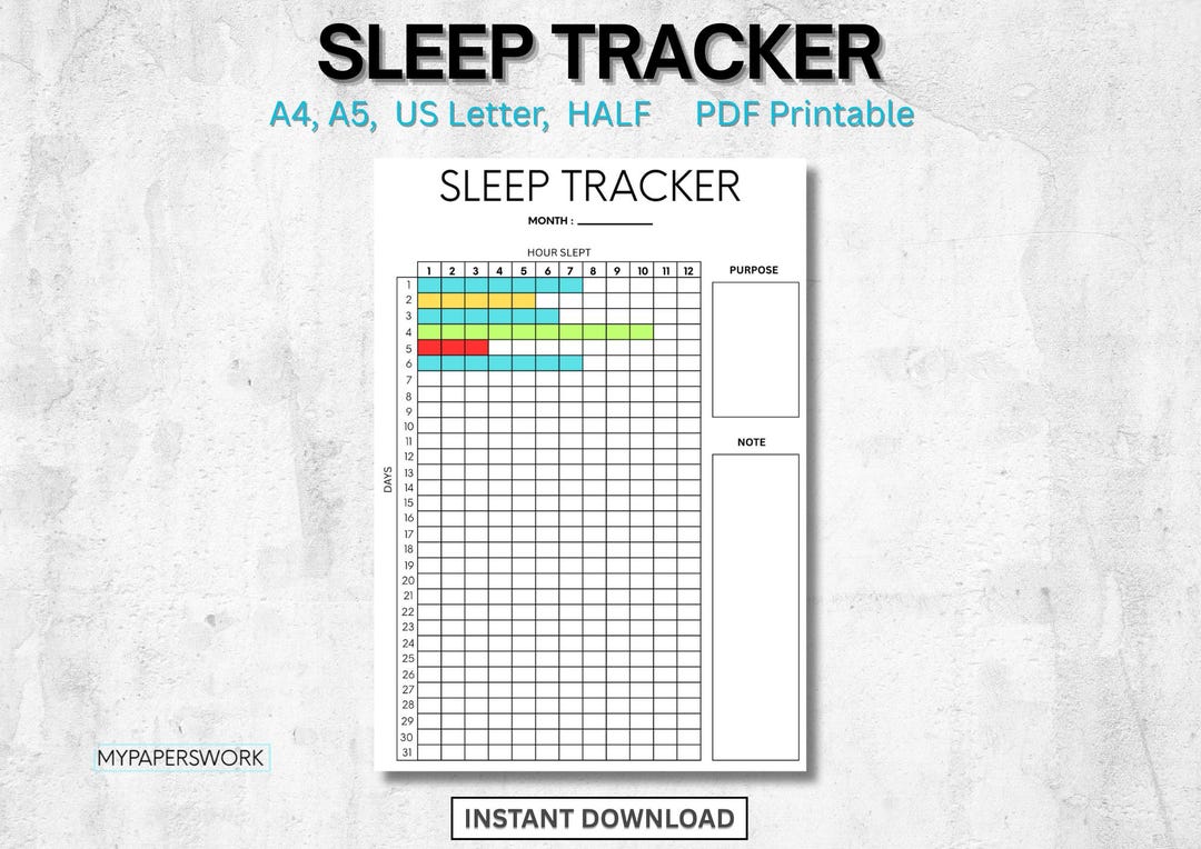 Sleep Tracker Printable: Minimalist Sleep Log, Wellness Planner (PDF ...