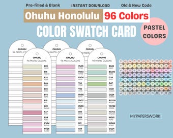 Ohuhu Honolulu 96 Pastellpenna Provkort | Utskrivbar mall (A4/US Letter) (digital nedladdning)