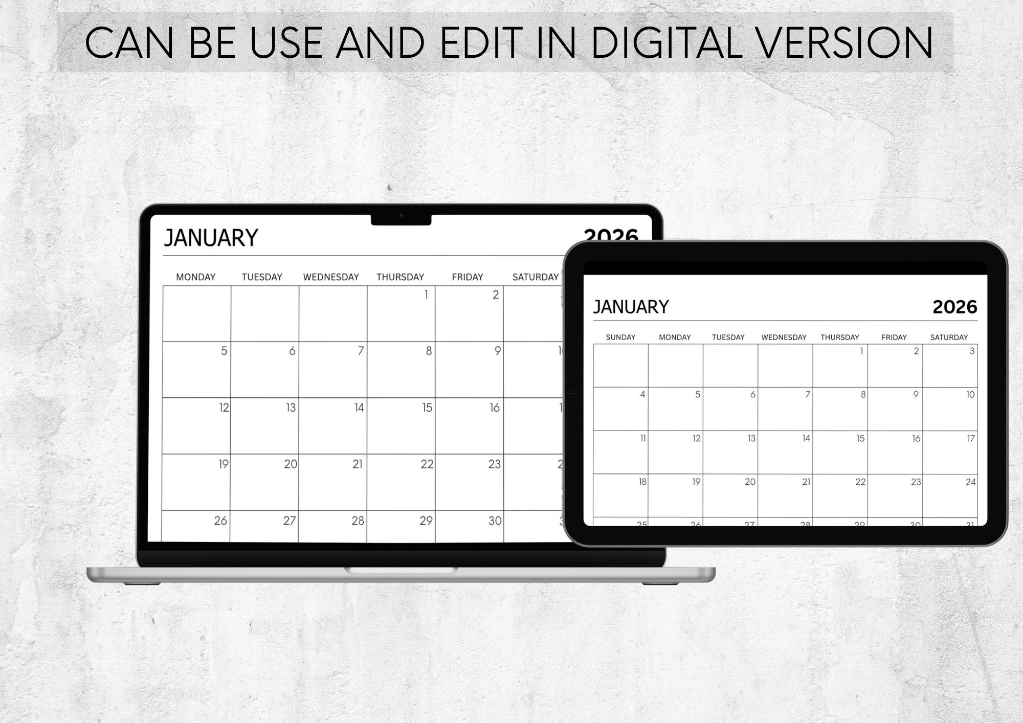 2026 Printable Calendar | Minimalist Monthly Planner (digital Download ...